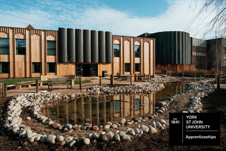 A view of the front of the Design Centre at York St John University.
